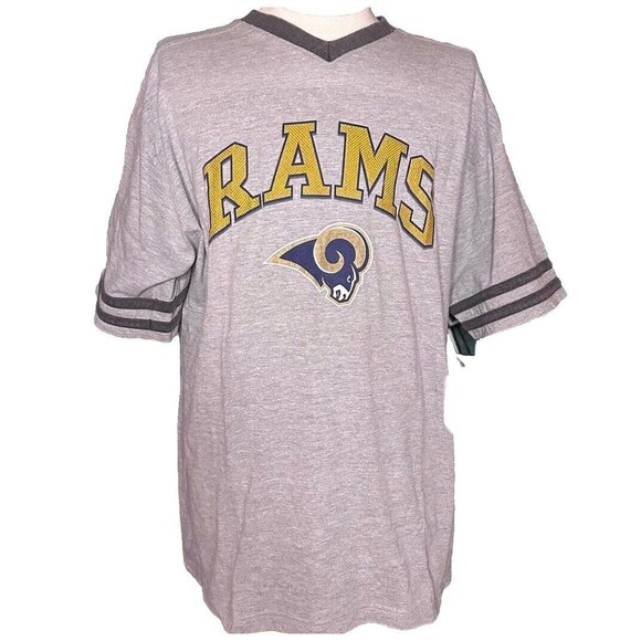 Vintage St. Louis Rams Jersey Style V Neck T Shirt - Picture 1 of 3